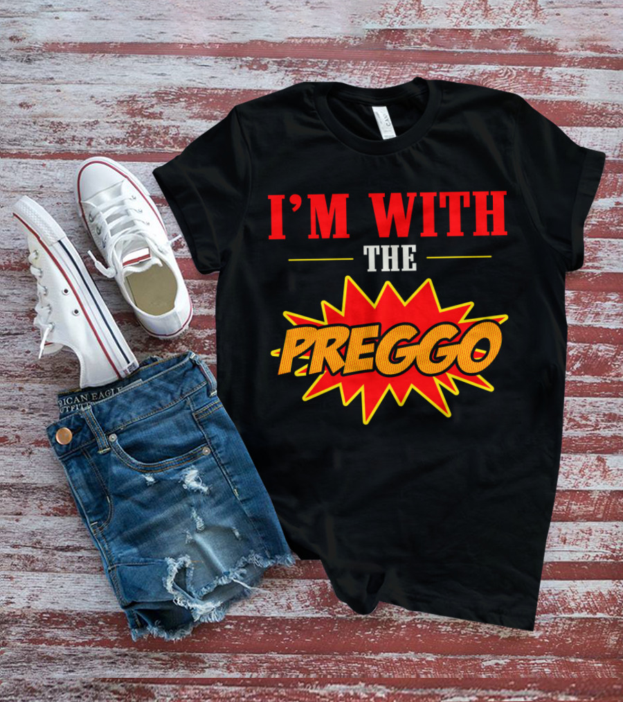 I'm With The Preggo Comic Style Burst T-Shirt