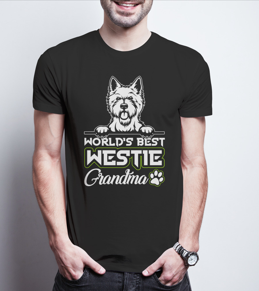 World's Best Westie Grandma Paw Print T-Shirt