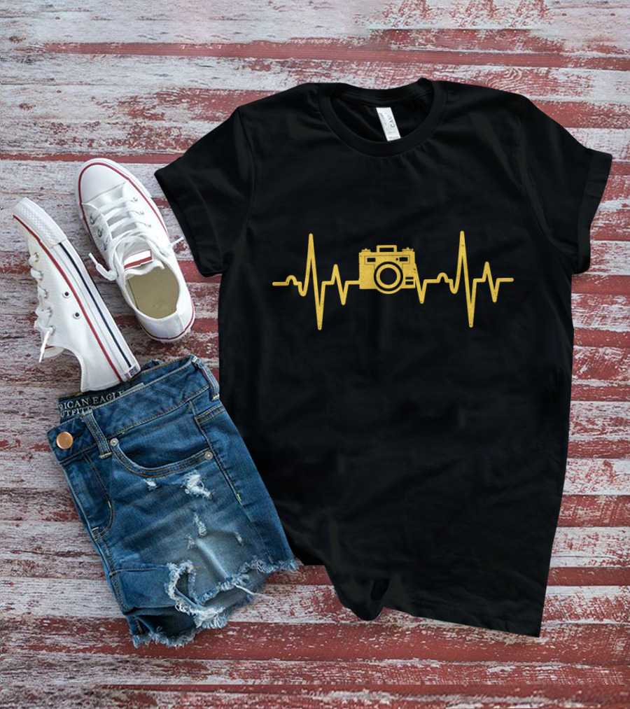 Camera Photography Heartbeat For Photographers T-Shirt