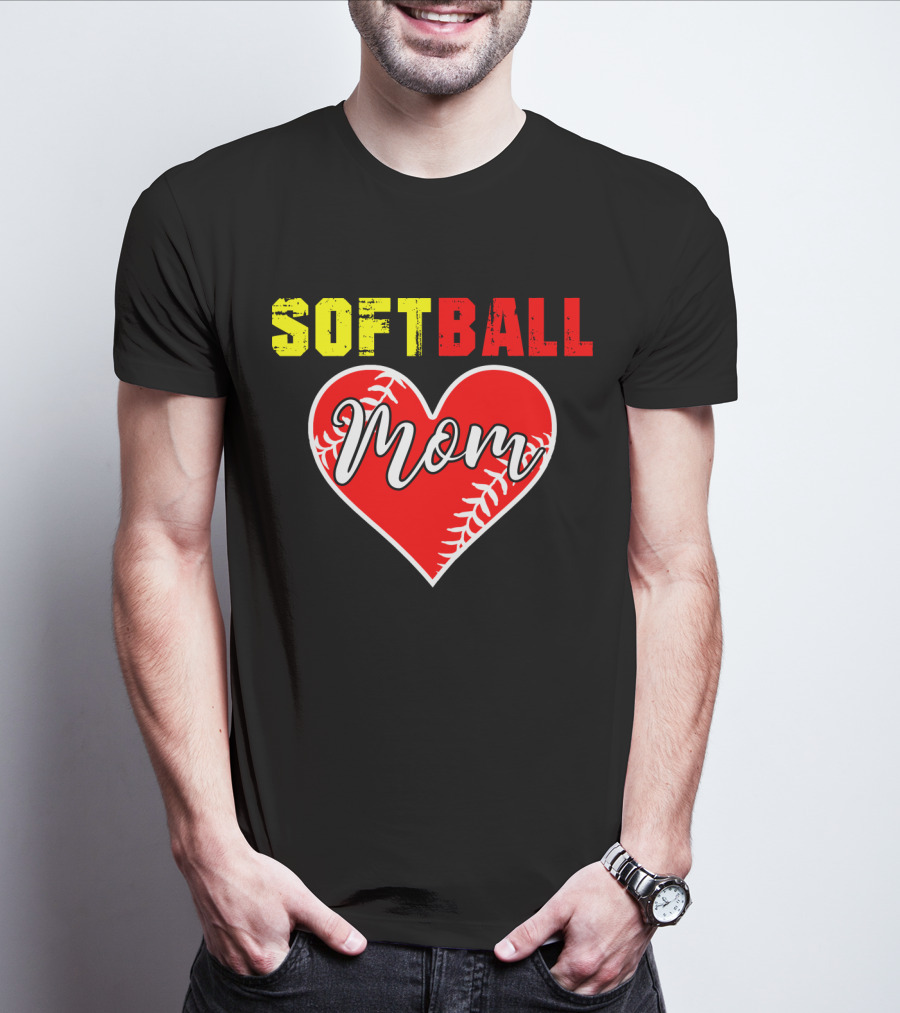 Softball Mom Heart Softball Fans T-Shirt