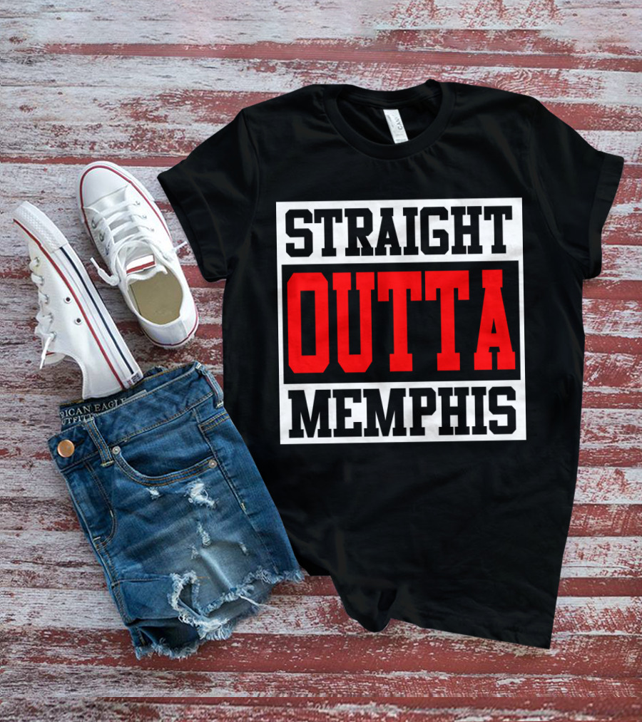 Straight Outta Memphis Bold Urban Block Text T-Shirt
