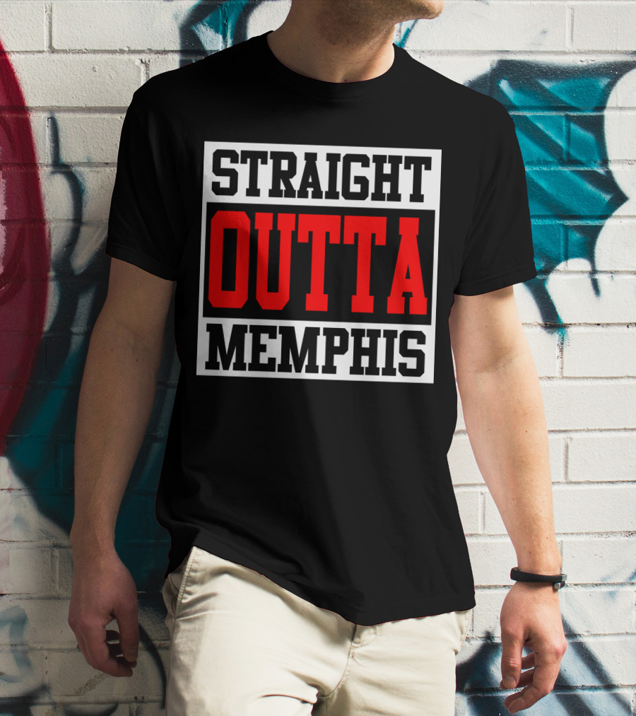Straight Outta Memphis Bold Urban Block Text T-Shirt