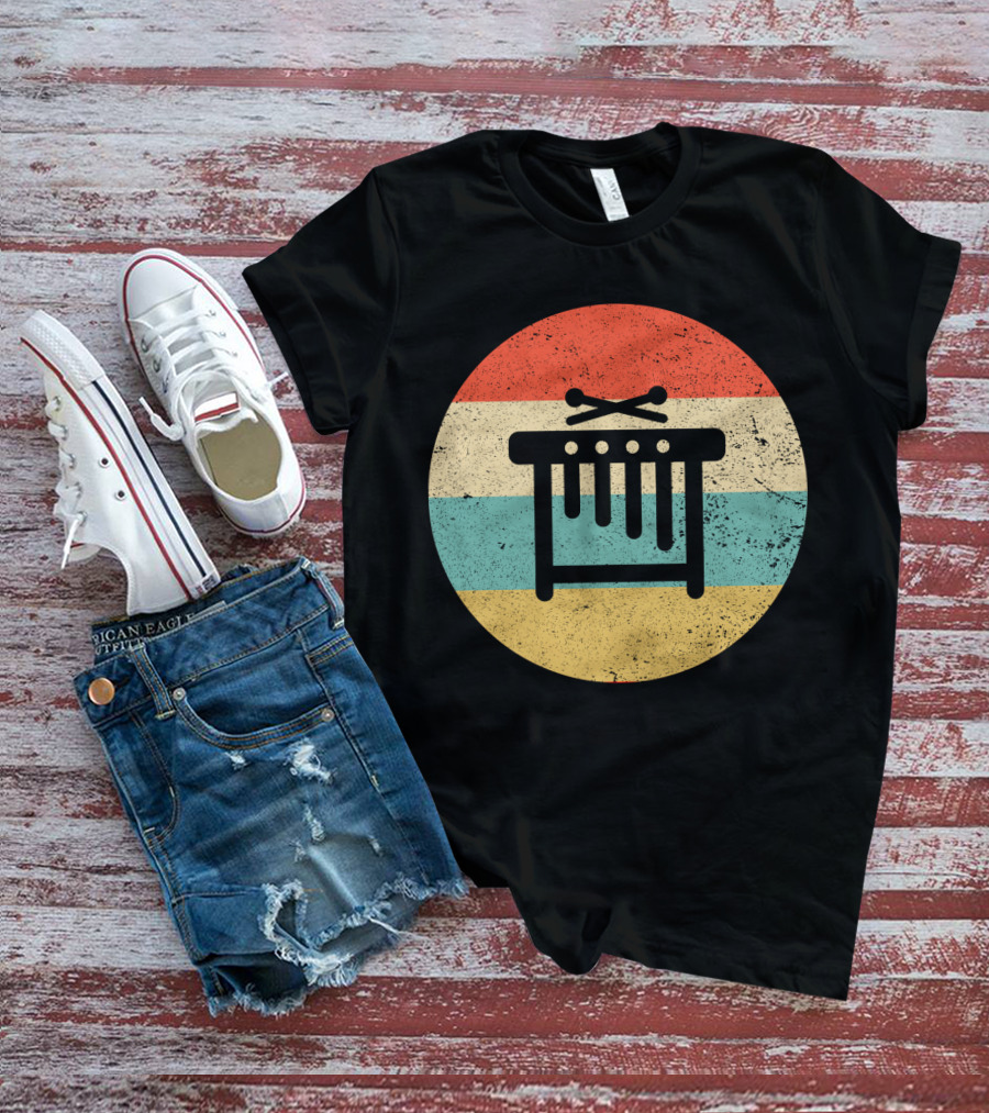 Vintage Retro Marimba Xylophone Circle Stripes T-Shirt