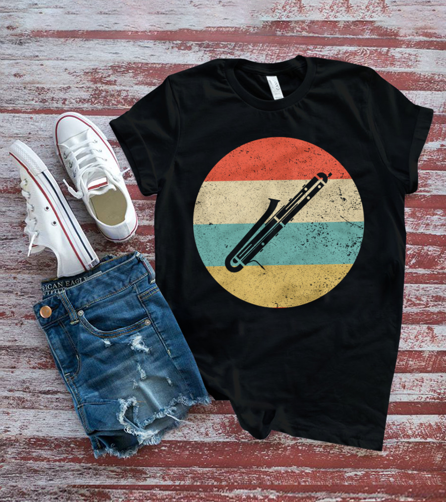 Vintage Retro Bassoon Circle Stripes T-Shirt