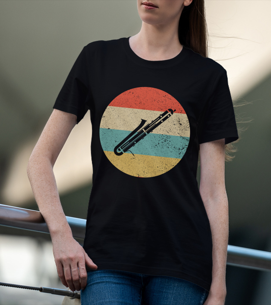 Vintage Retro Bassoon Circle Stripes T-Shirt