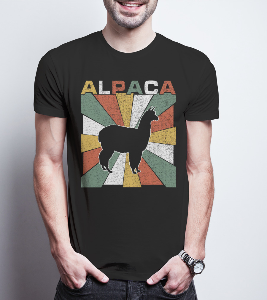 Alpaca Retro 70s Silhouette Vintage Colors T-Shirt