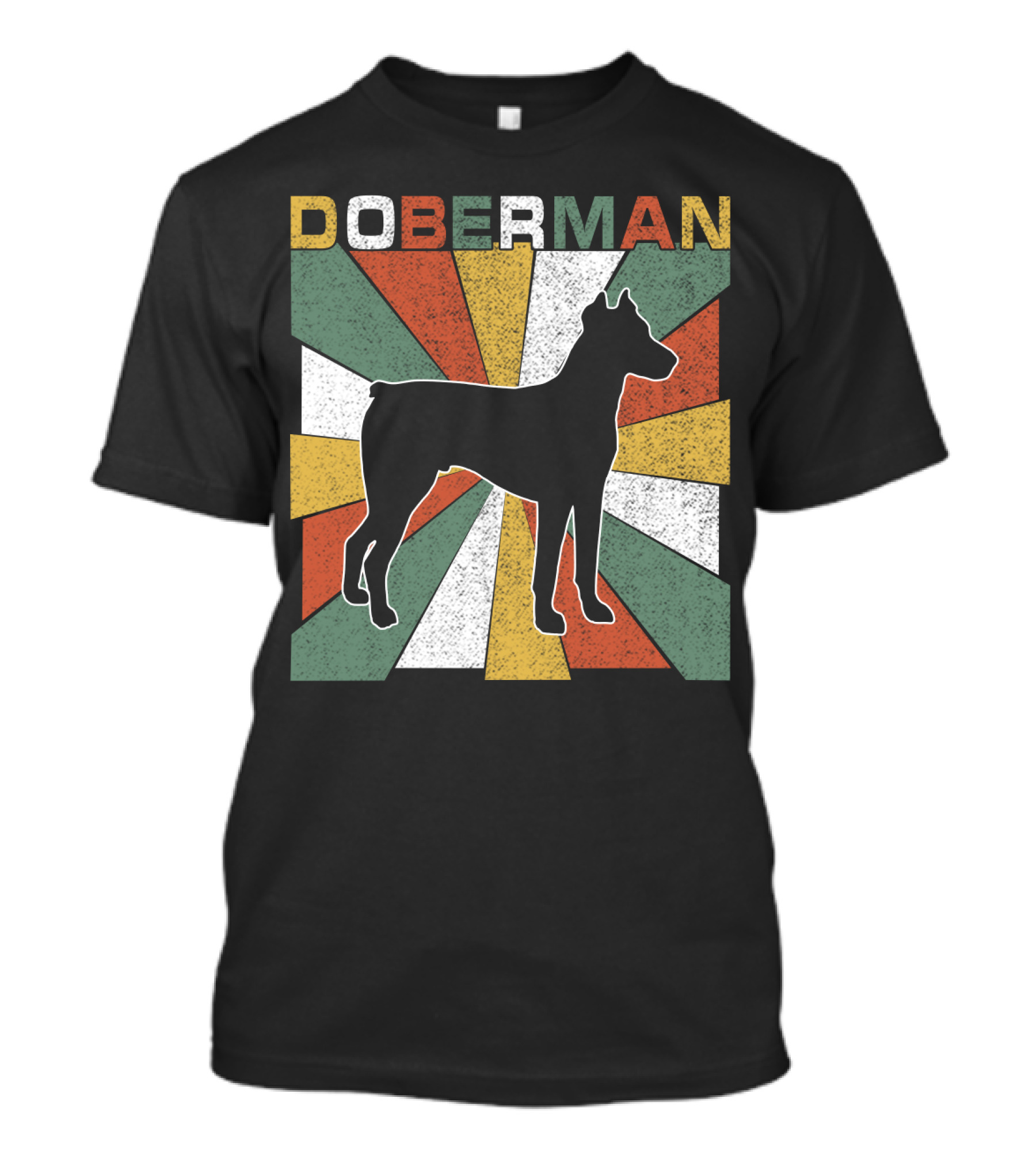 Doberman Retro 70s Silhouette Vintage Colors T-Shirt