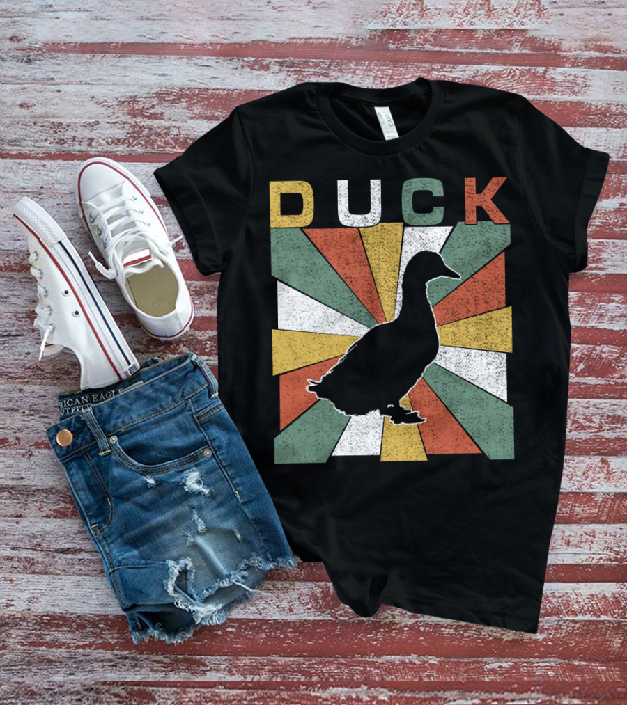 Duck Retro 70s Vintage Silhouette Sunburst T-Shirt