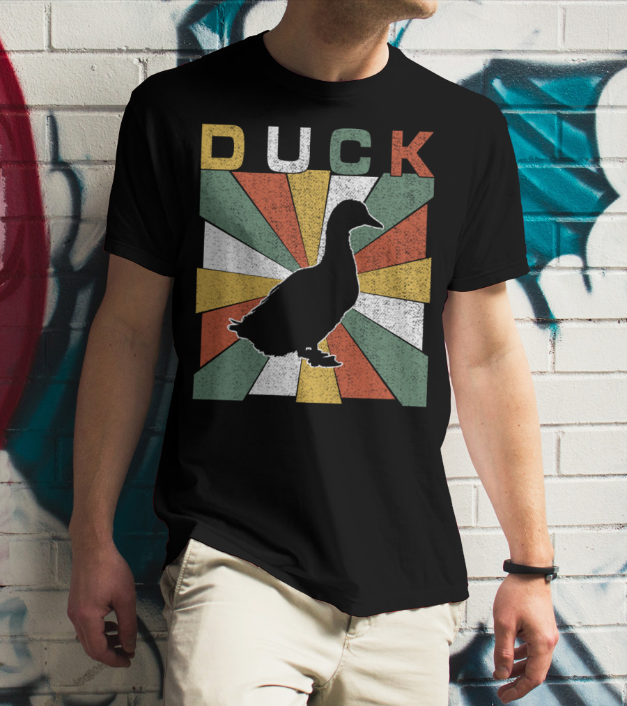 Duck Retro 70s Vintage Silhouette Sunburst T-Shirt