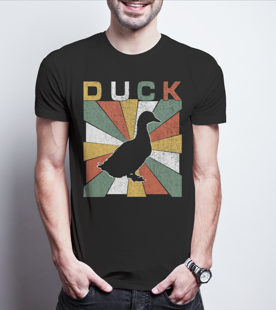 Duck Retro 70s Vintage Silhouette Sunburst T-Shirt