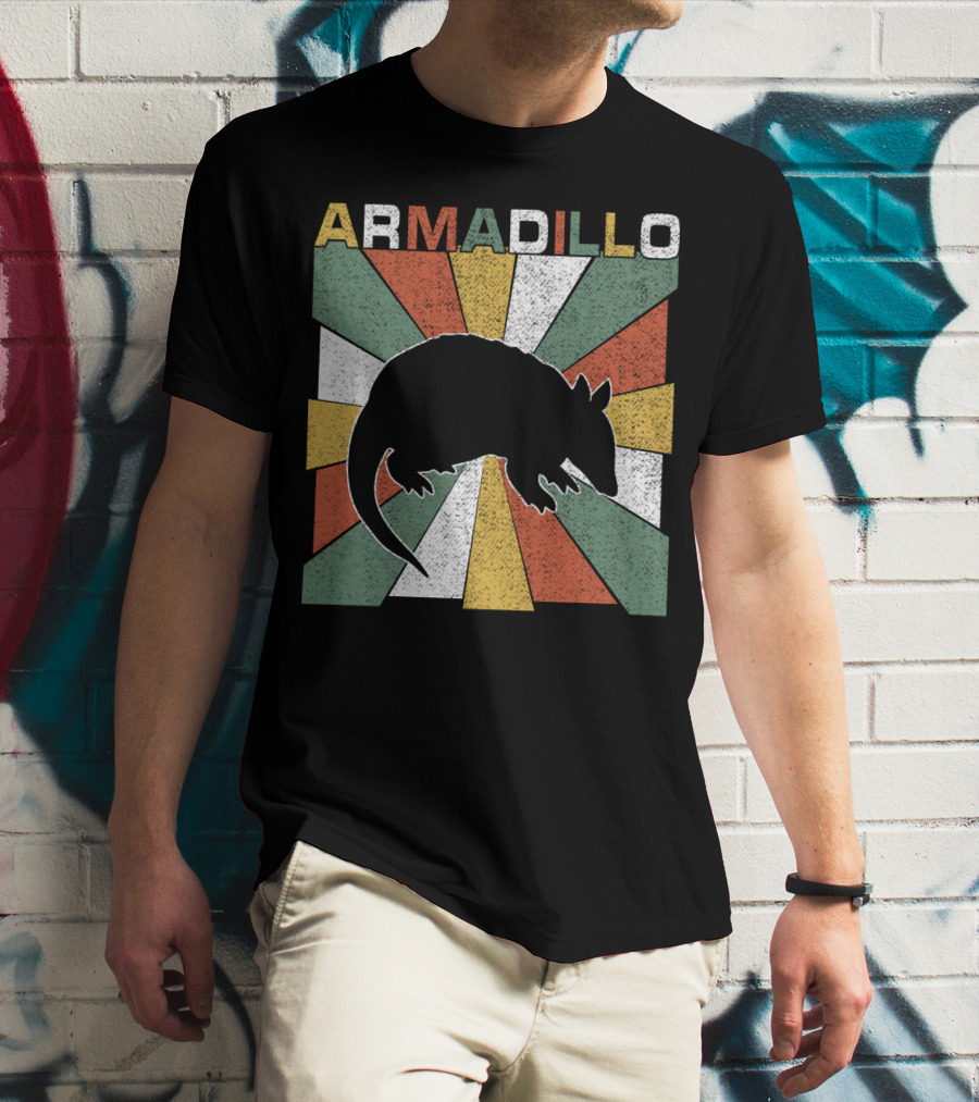 Armadillo Retro 70s Vintage Rainbow Burst T-Shirt
