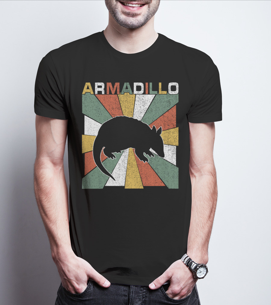 Armadillo Retro 70s Vintage Rainbow Burst T-Shirt