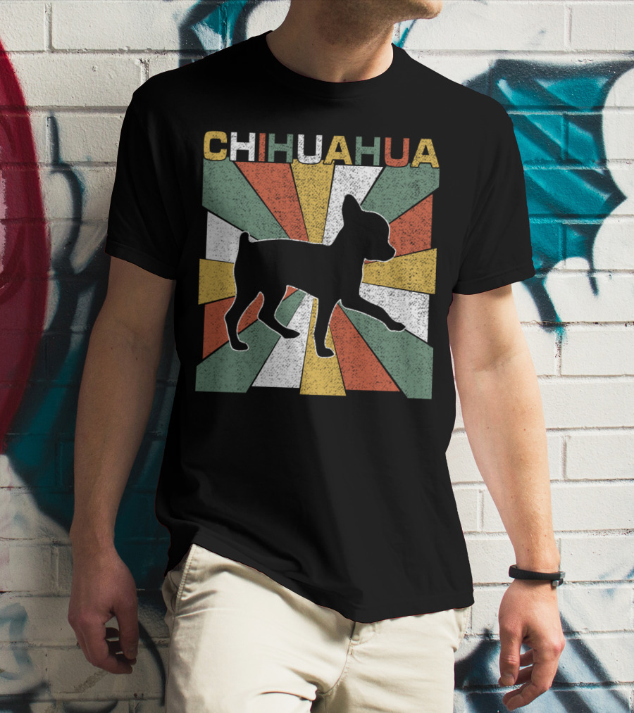 Chihuahua Retro 70s Vintage Silhouette Burst T-Shirt