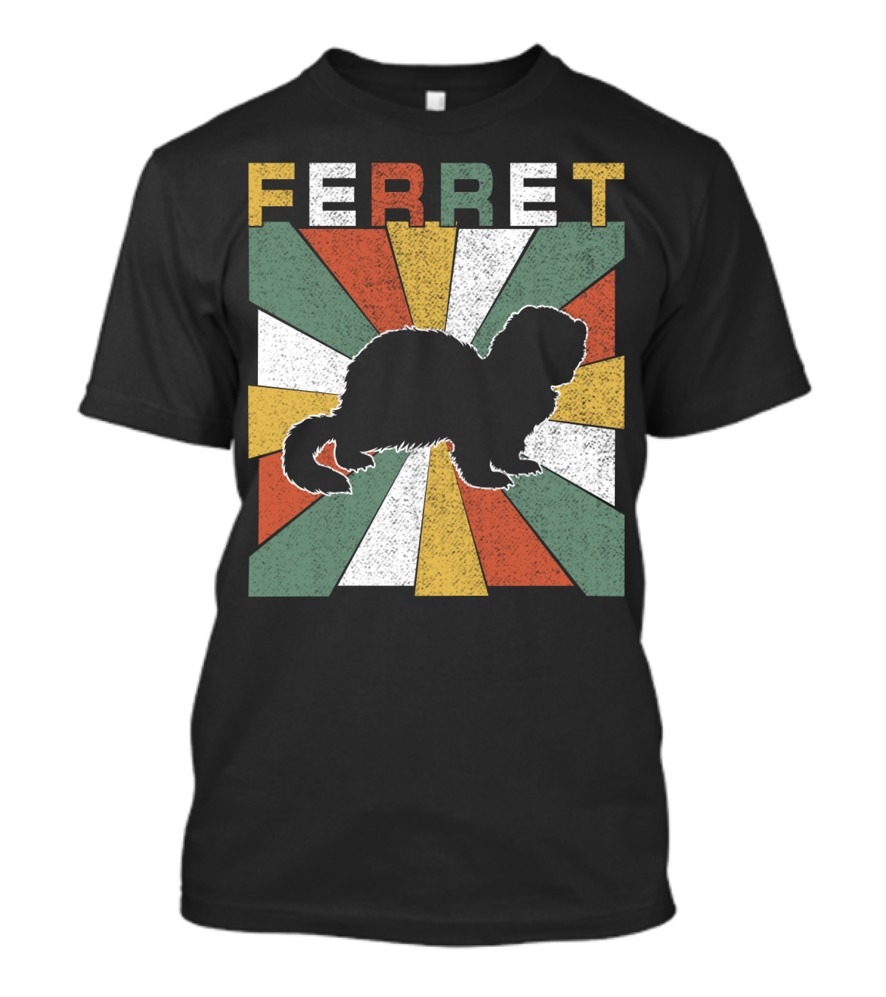 Ferret Vintage Silhouette With Retro 70s Sunburst T-Shirt