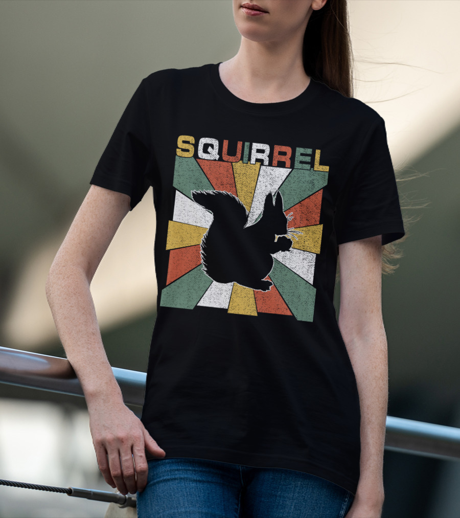 Squirrel Retro 70s Silhouette Vintage Colors T-Shirt