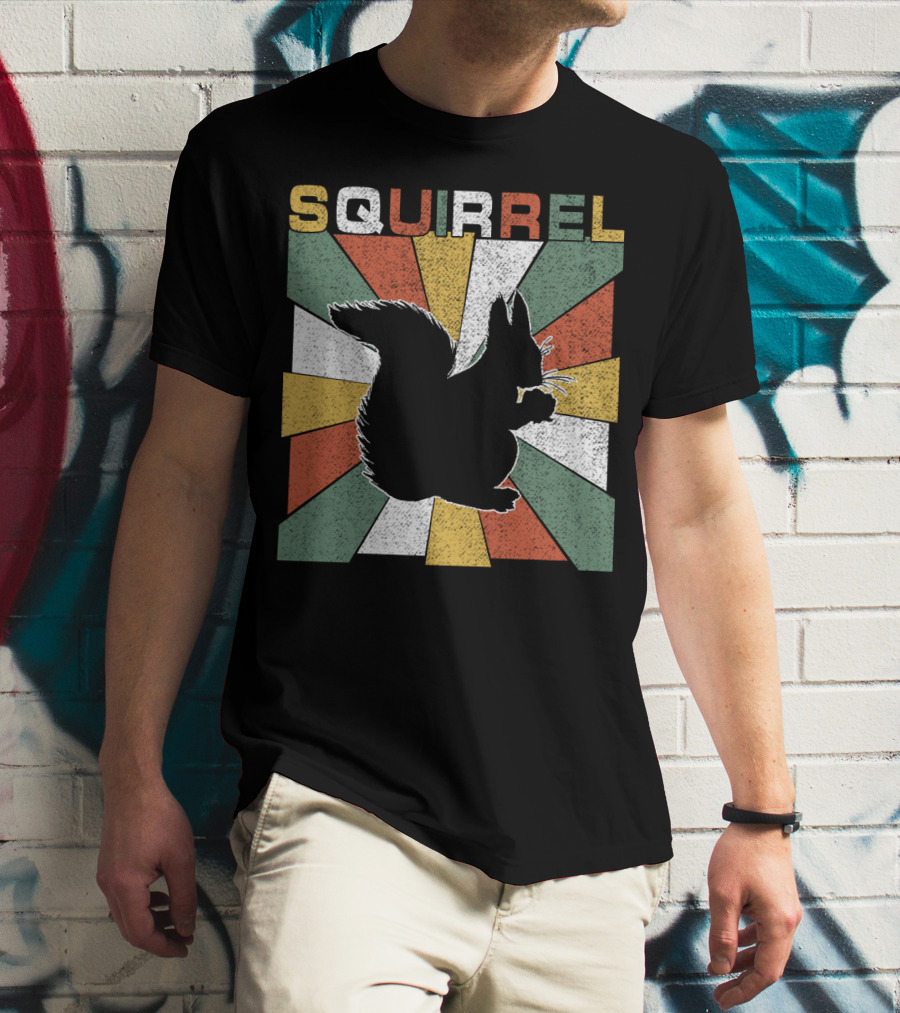 Squirrel Retro 70s Silhouette Vintage Colors T-Shirt