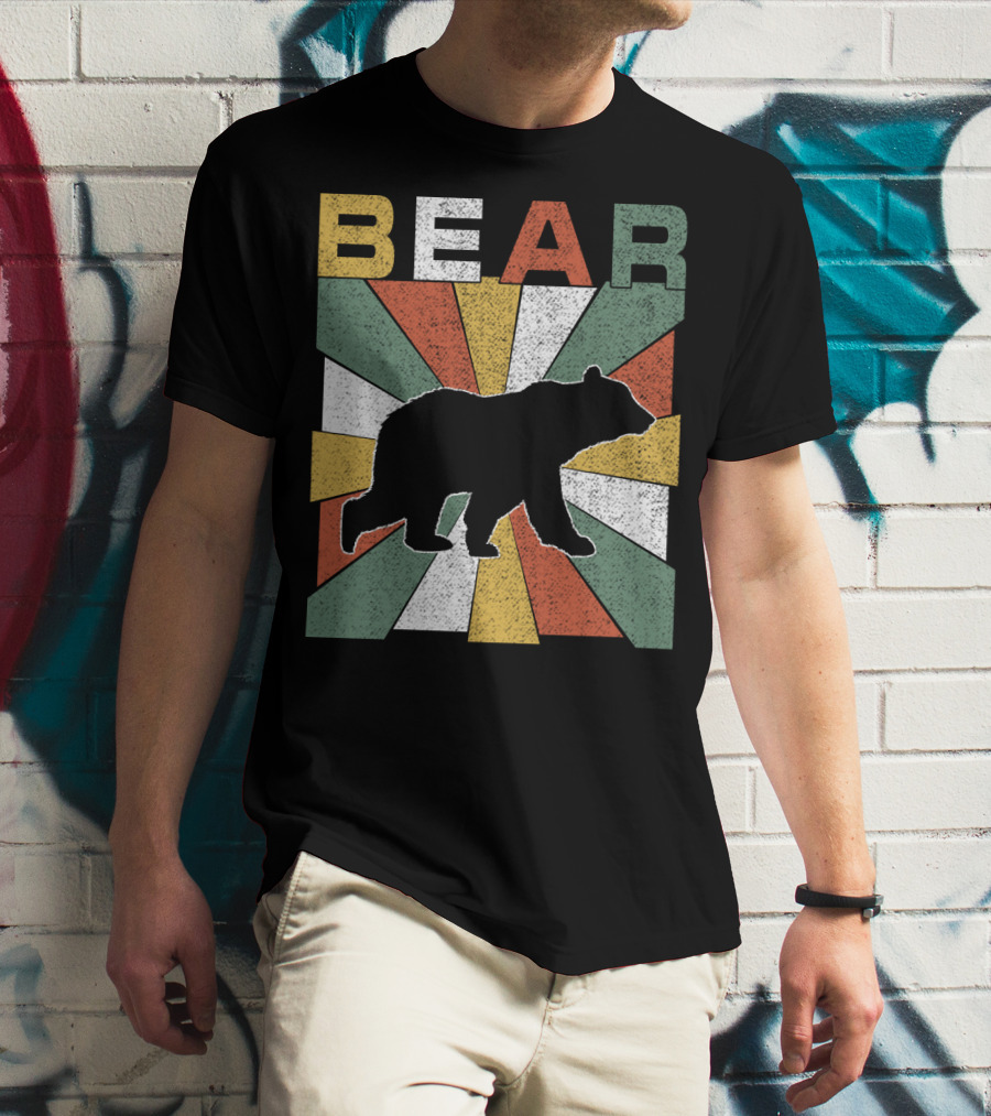 Bear Retro 70s Vintage Silhouette Burst T-Shirt