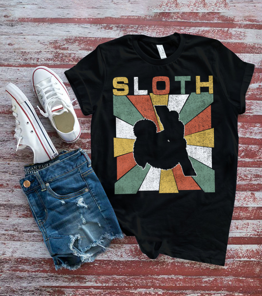Sloth Retro 70s Vintage Colorful T-Shirt