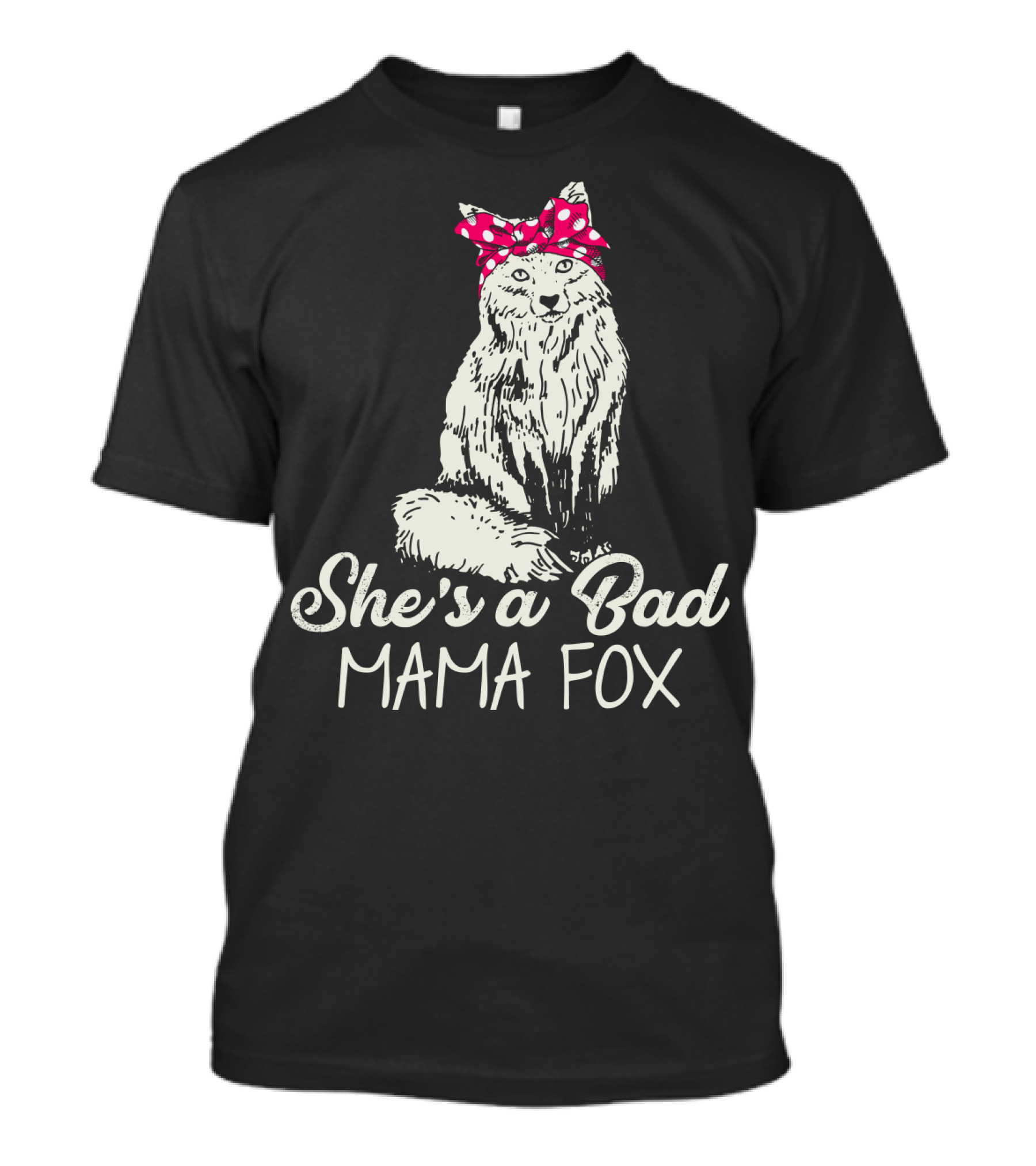 She's A Bad Mama Fox In Red Polka Dot Headscarf T-Shirt