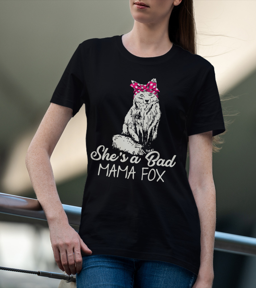 She's A Bad Mama Fox In Red Polka Dot Headscarf T-Shirt