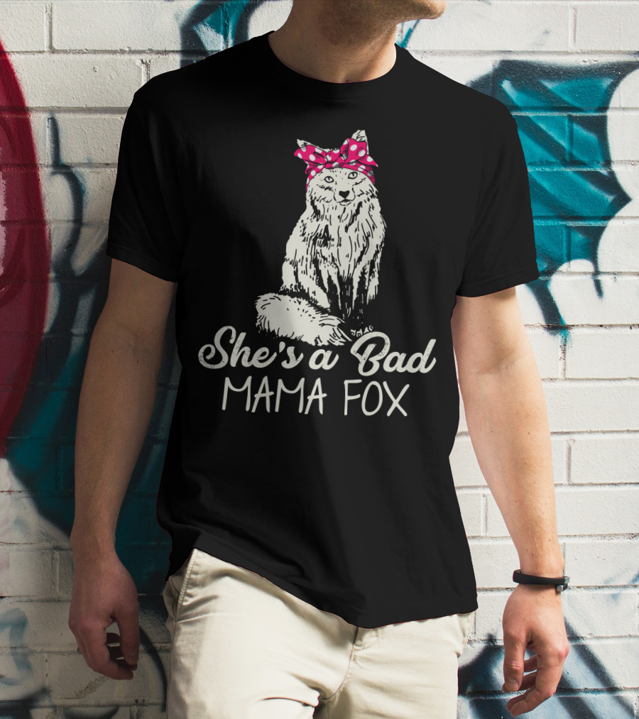 She's A Bad Mama Fox In Red Polka Dot Headscarf T-Shirt