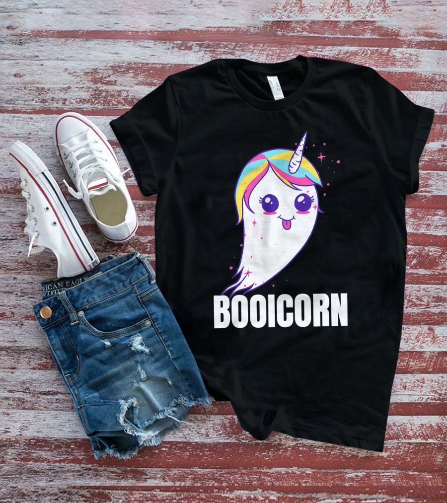 Booicorn Cute Ghost Unicorn Girls Clothes T-Shirt