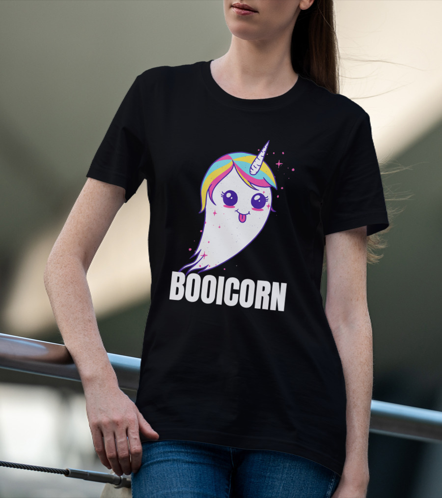 Booicorn Cute Ghost Unicorn Girls Clothes T-Shirt