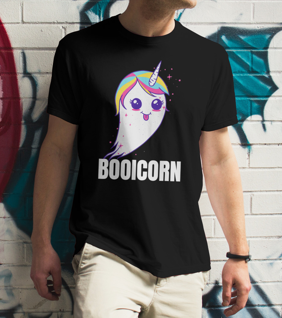 Booicorn Cute Ghost Unicorn Girls Clothes T-Shirt