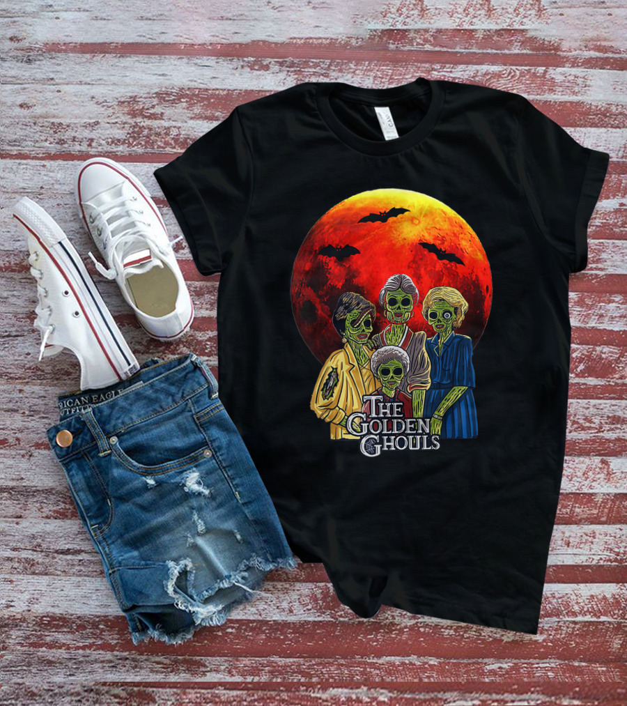 The Golden Ghouls Vintage Moon Halloween T-Shirt