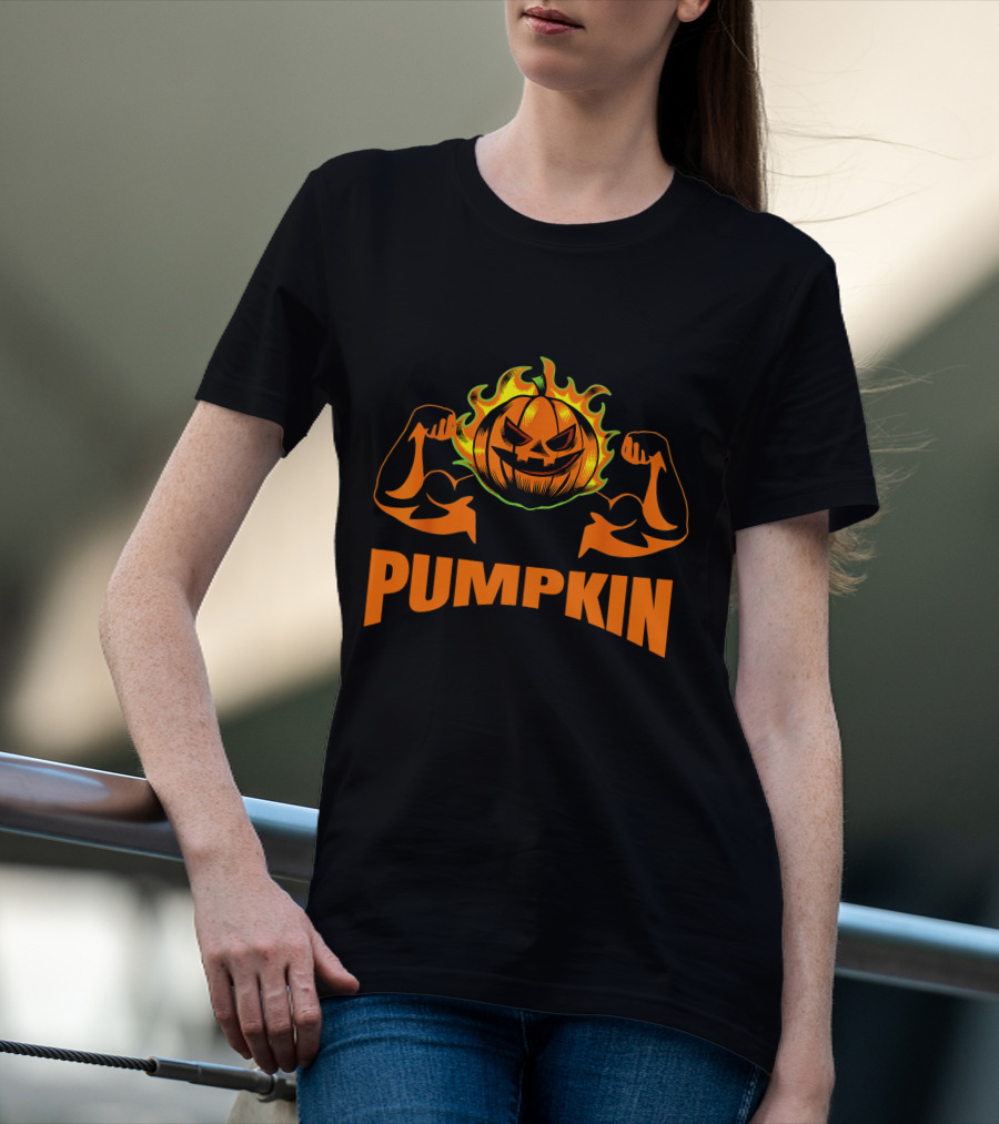 Pumpkin Bodybuilder Halloween Costume Fitness Lover T-Shirt