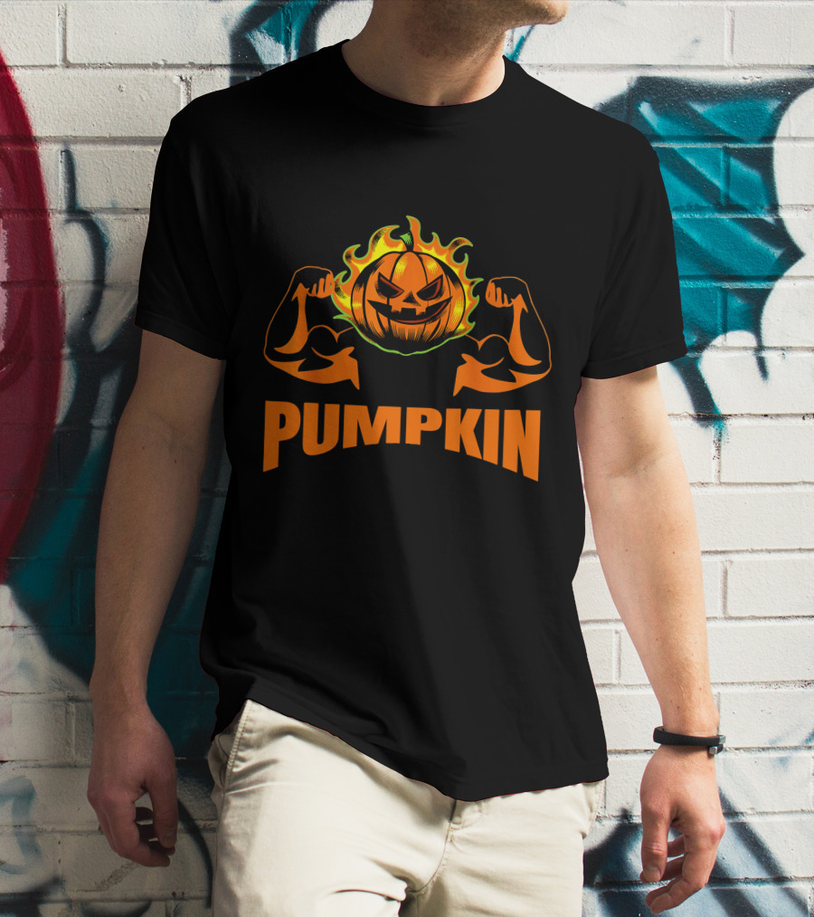 Pumpkin Bodybuilder Halloween Costume Fitness Lover T-Shirt
