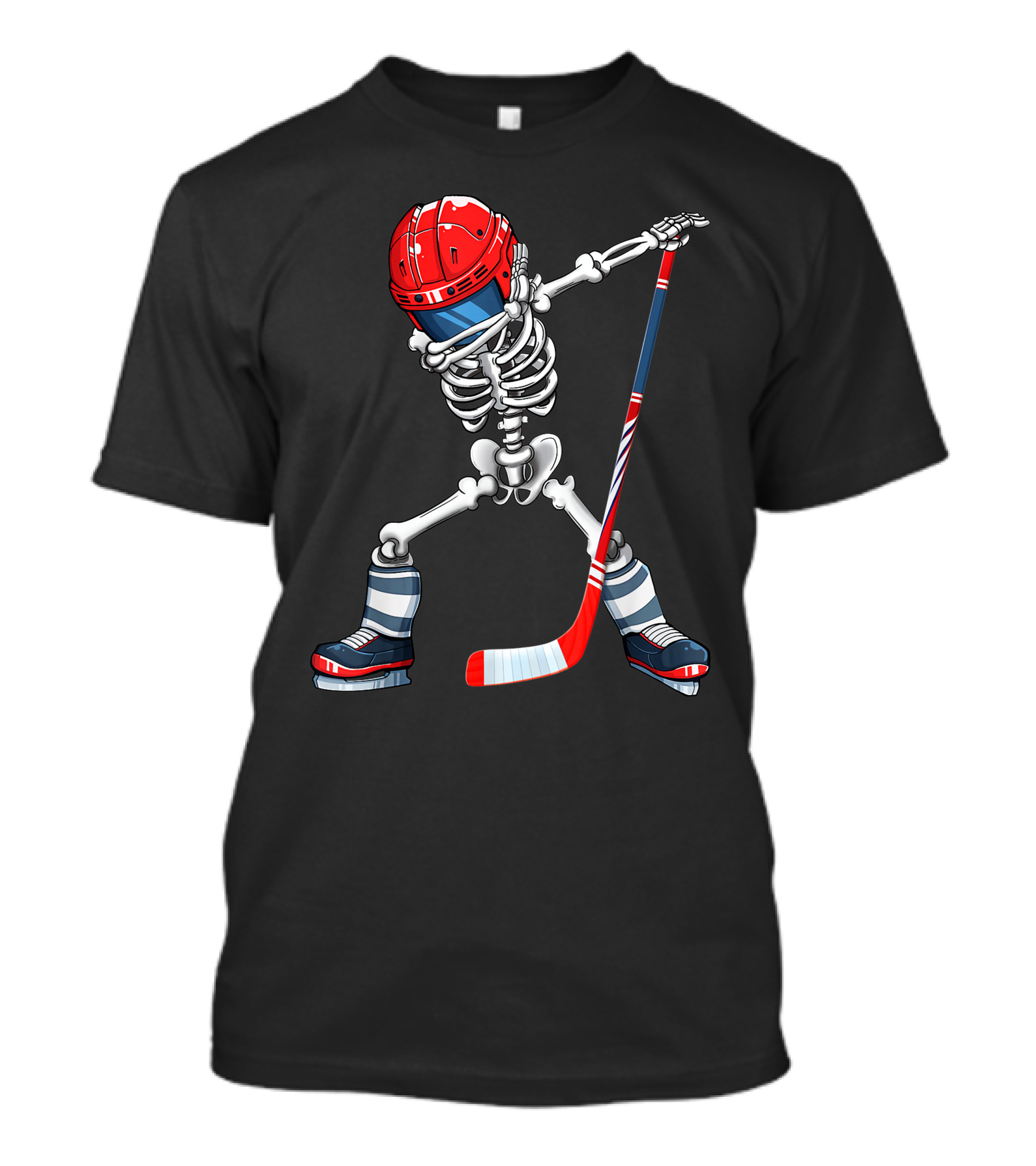 Dabbing Skeleton Ice Hockey Player Helmet And Stick T-Shirt