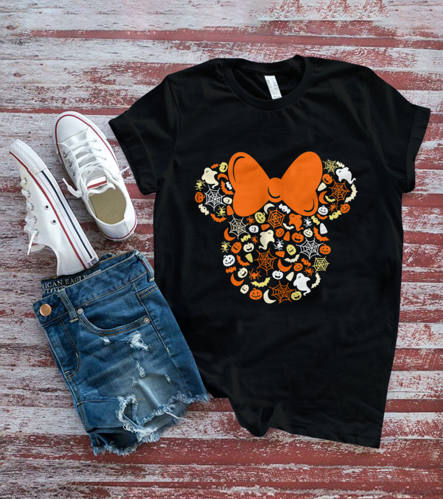 Disney Mouse Halloween Bow Ghosts Pumpkins Spiders T-Shirt