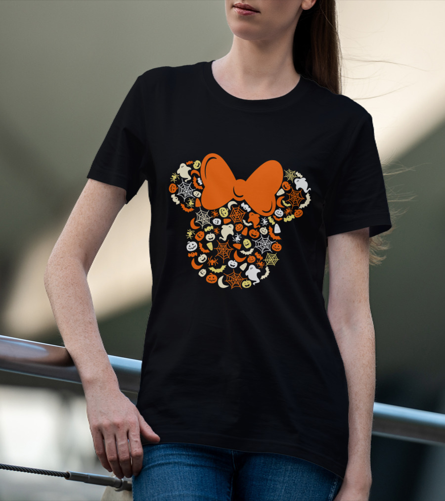 Disney Mouse Halloween Bow Ghosts Pumpkins Spiders T-Shirt