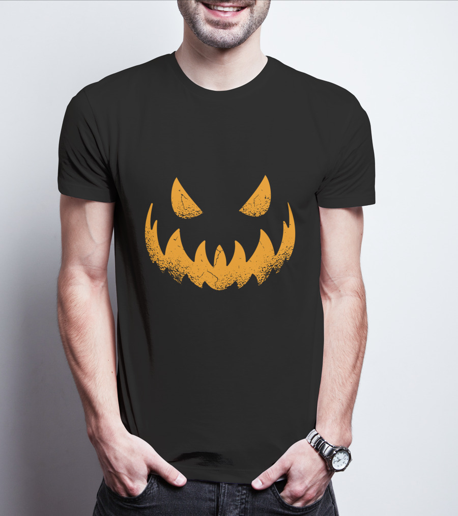 Halloween Pumpkin Scary Smiling Jack-O'-Lantern Face T-Shirt