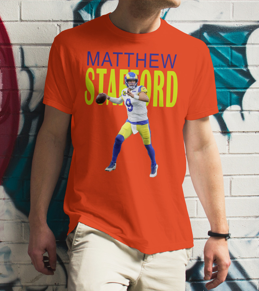 Matthew Stafford Rams Quarterback NFL Football Action T-Shirt