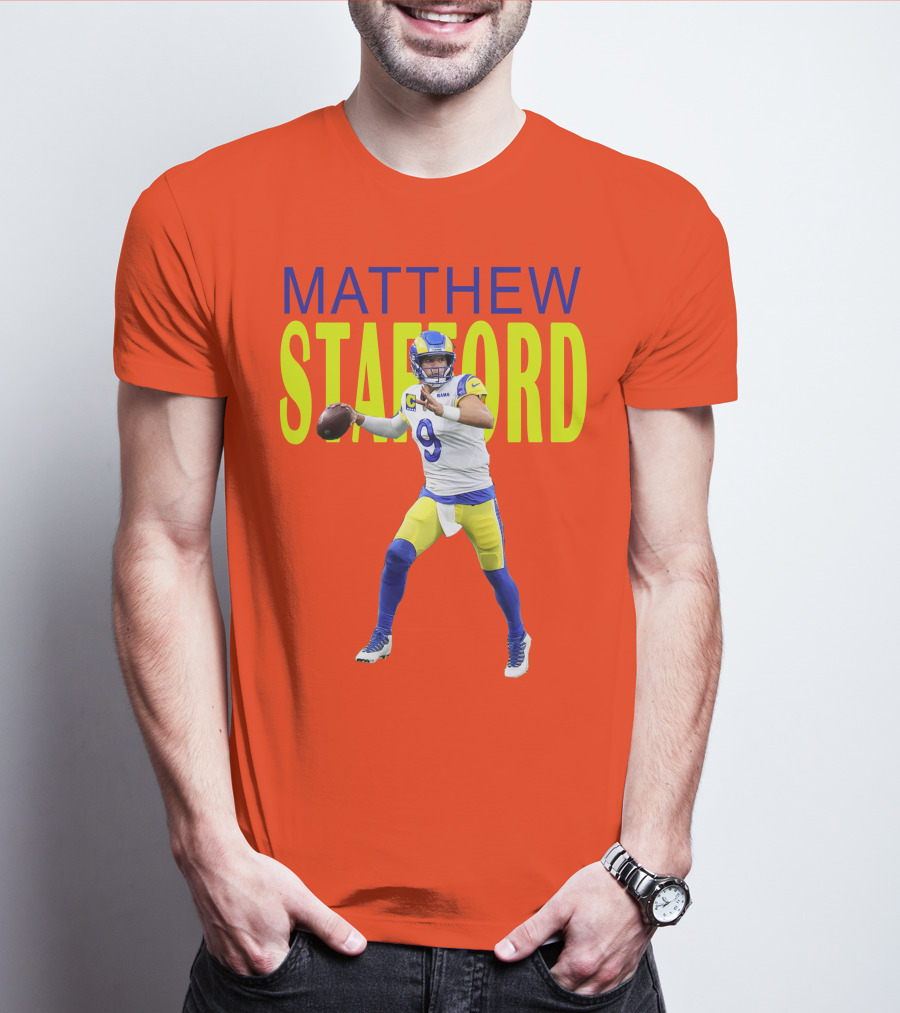 Matthew Stafford Rams Quarterback NFL Football Action T-Shirt