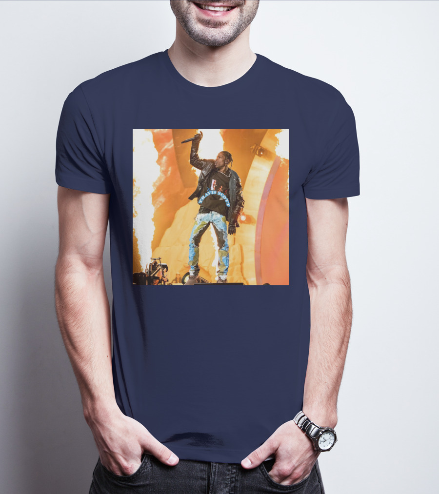 Travis Scott Live Concert Performance With Fire Effects T-Shirt