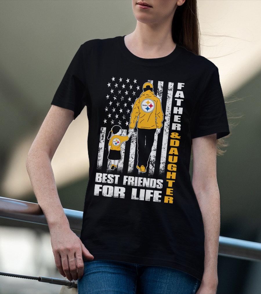 Father And Daughter Best Friends For Life Steelers Fan Flag T-Shirt