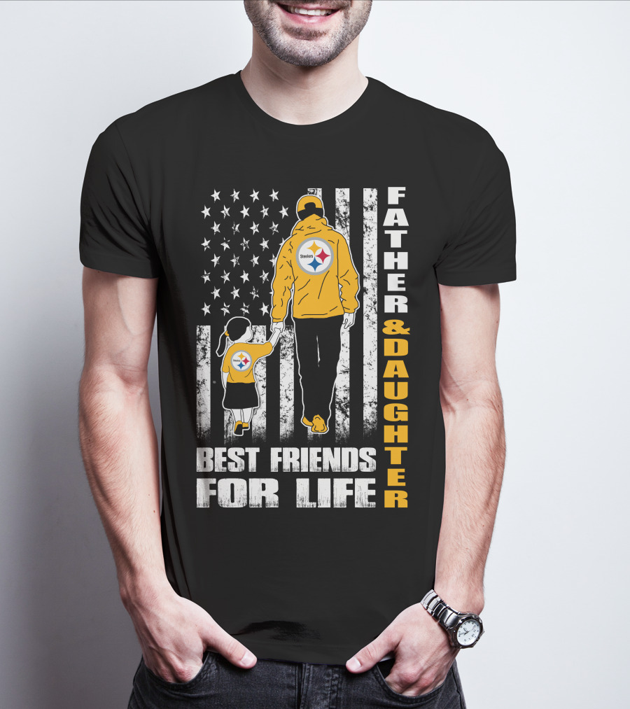 Father And Daughter Best Friends For Life Steelers Fan Flag T-Shirt