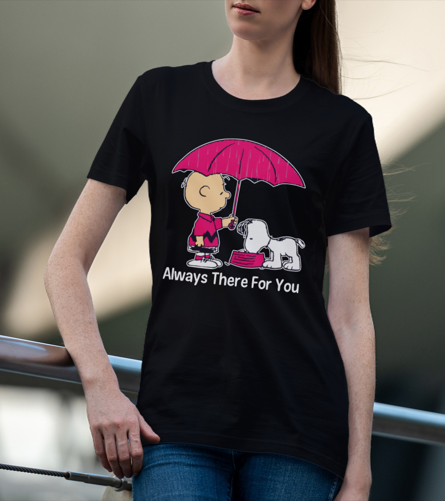 Always There For You Charlie Brown Snoopy Under Umbrella T-Shirt