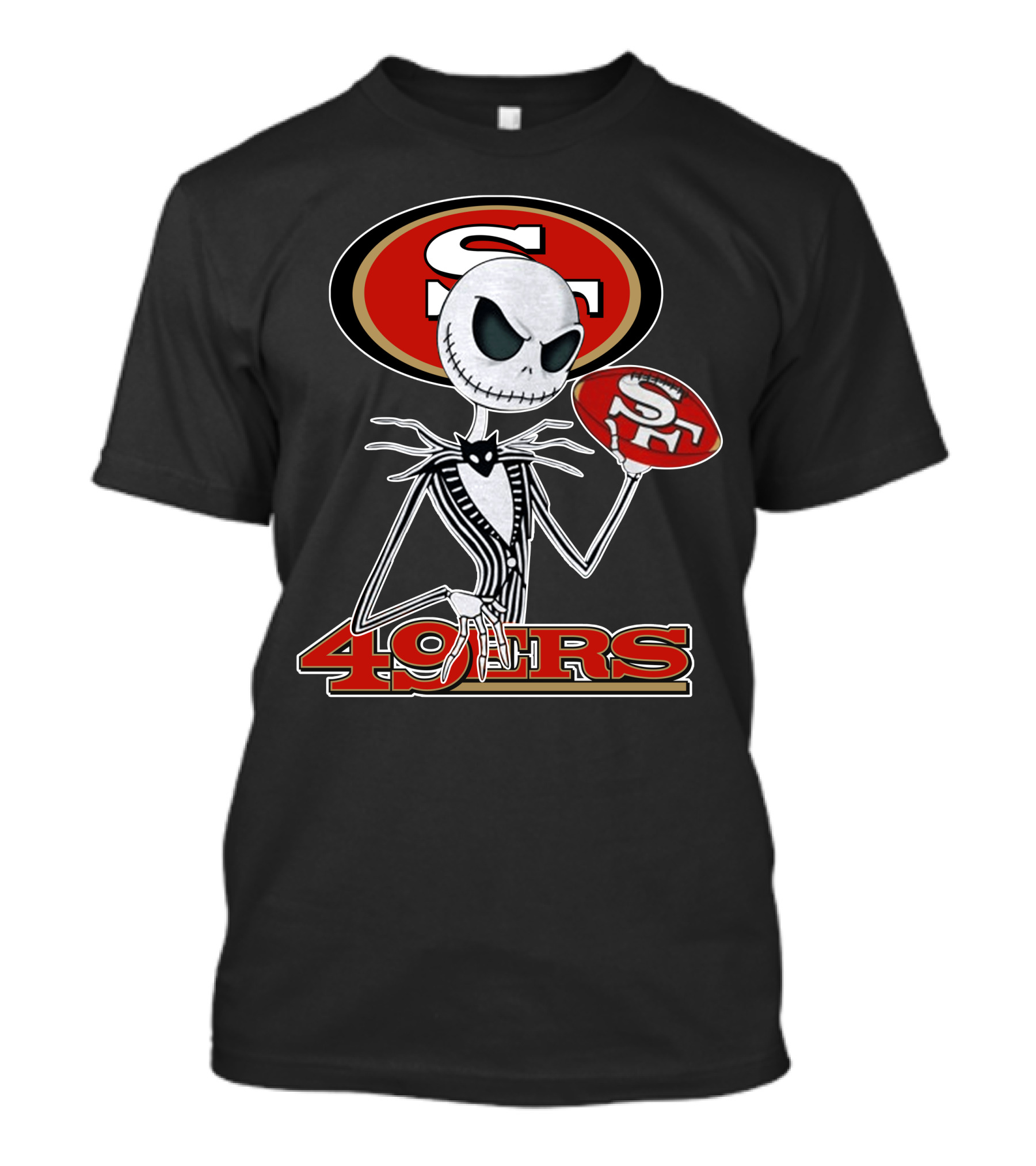 49ers Jack Skellington Football Crossover NFL T-Shirt
