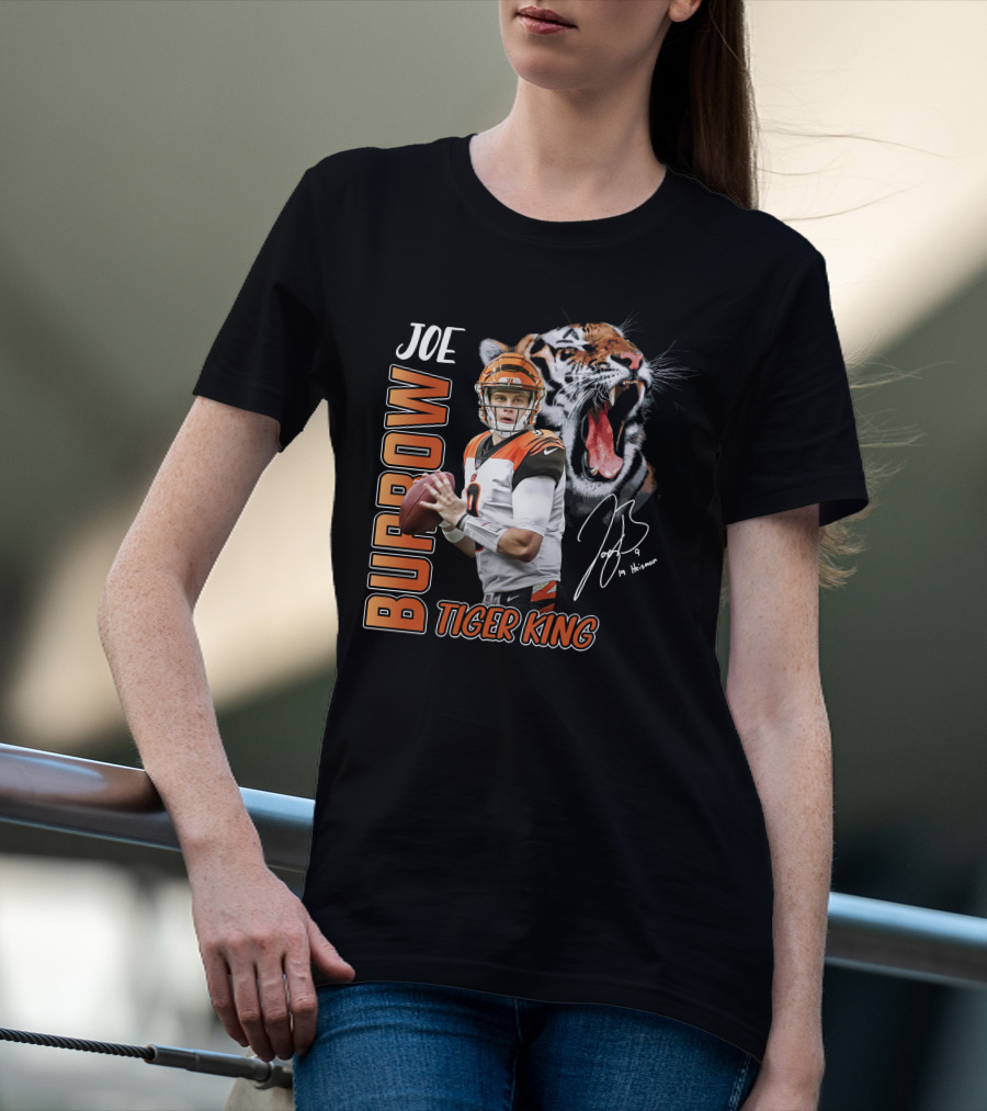 JOE BURROW TIGER KING CINCINNATI BENGALS FOOTBALL T-Shirt