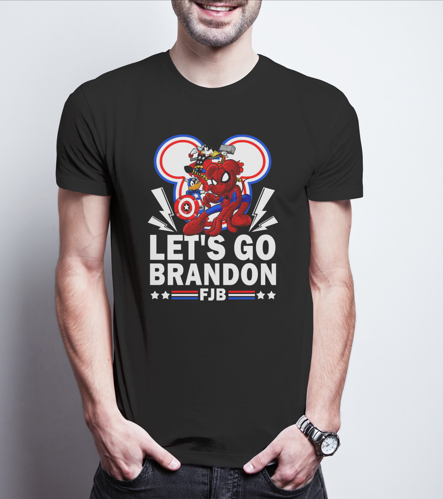 Let's Go Brandon FJB Disney Marvel Spiderman Thor Captain America Mickey Donald T-Shirt