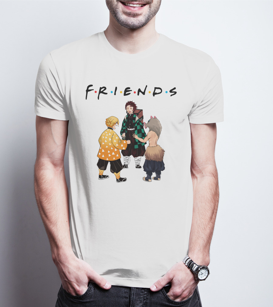 Friends Rock Paper Scissors With Anime Characters T-Shirt