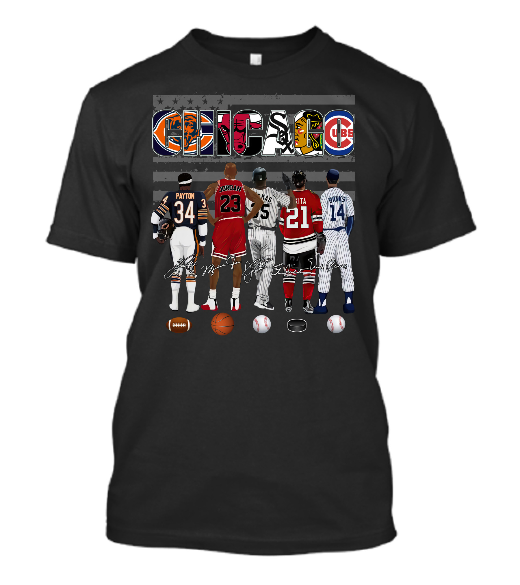 Chicago Icons Payton Jordan Thomas Mikita Banks Jerseys Signatures T-Shirt