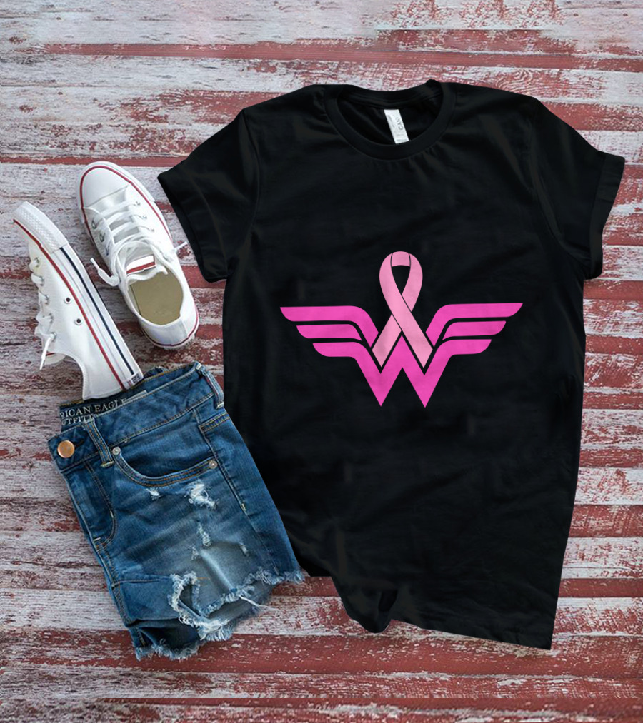 Wonder Woman Breast Cancer Awareness Ribbon T-Shirt