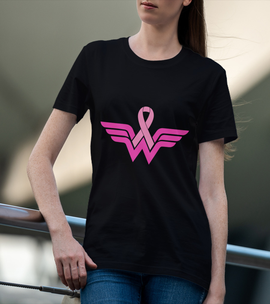 Wonder Woman Breast Cancer Awareness Ribbon T-Shirt