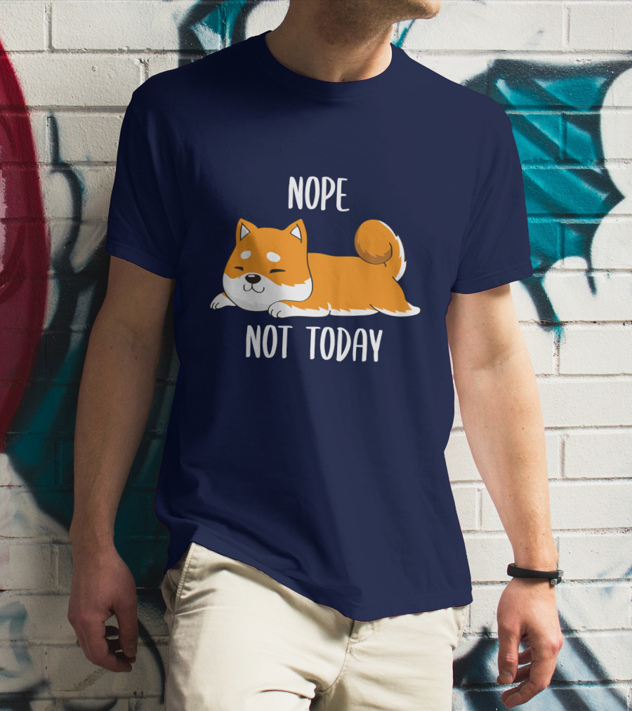Nope Not Today Shiba Inu Men Casual T-Shirt