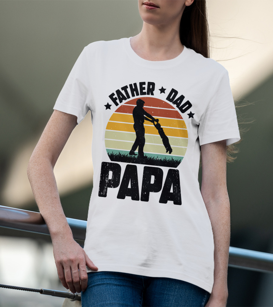 Father Dad Papa Vintage Sunset T-Shirt